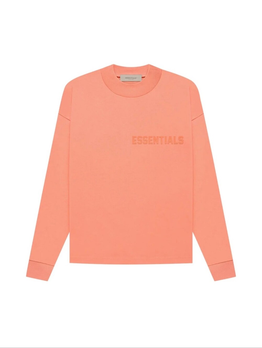 Essentials Long Sleeve Embossed Logo Tee in Orange XXS